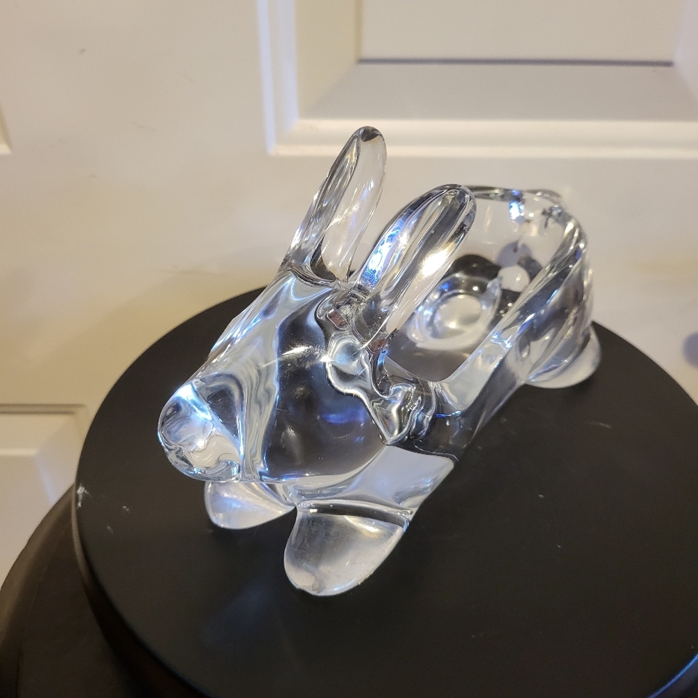 Clear Crystal Glass Bunny Rabbit Dish Bowl Vintage - Picture 11 of 14